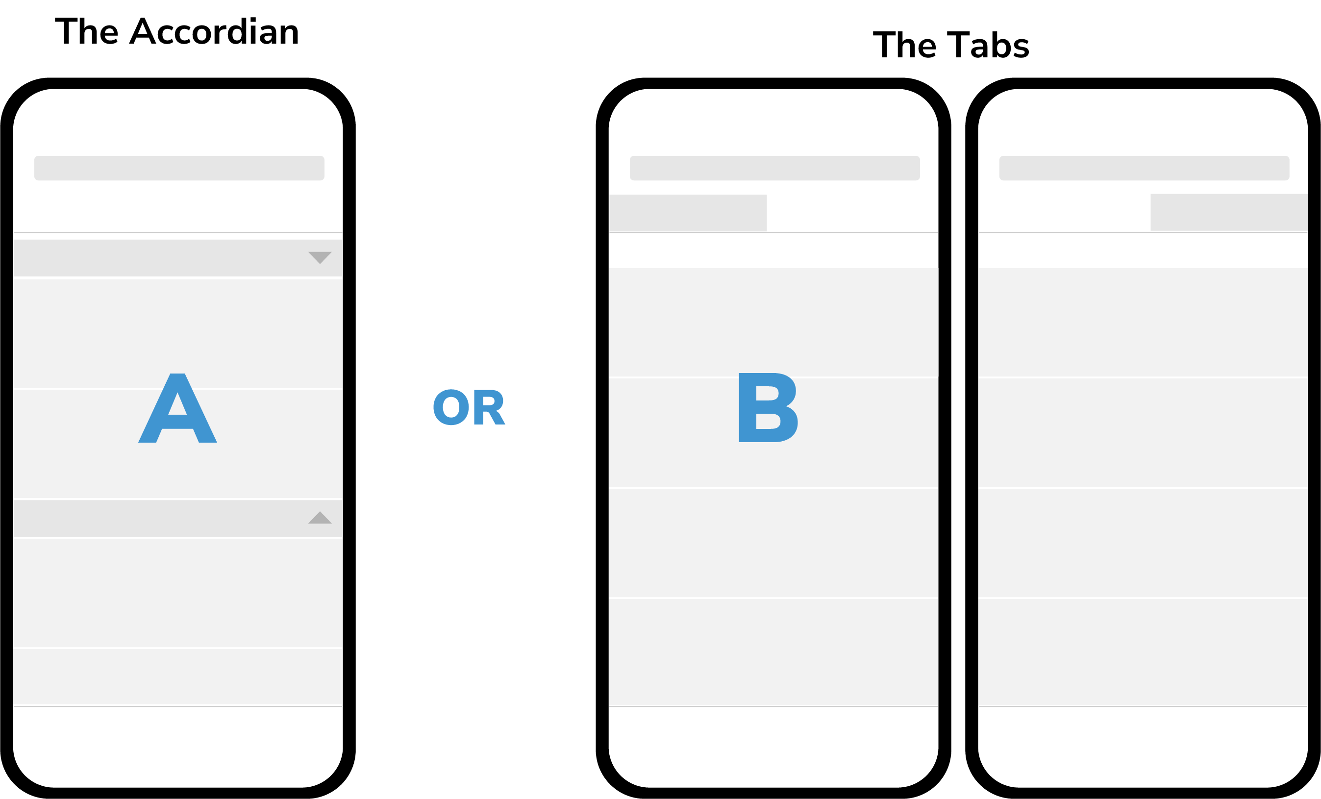 Comparison of accordion vs tab interface patterns