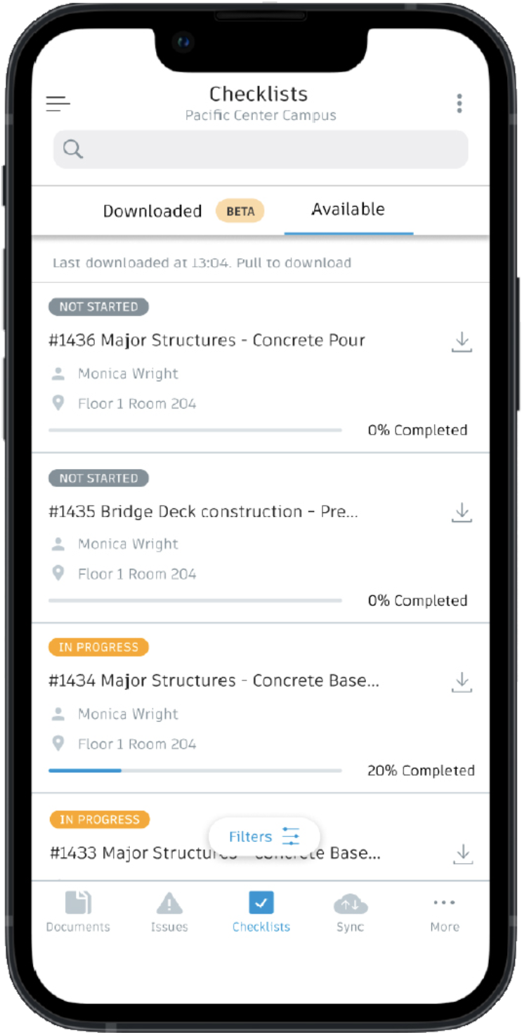 Mobile UI for selective sync download workflow